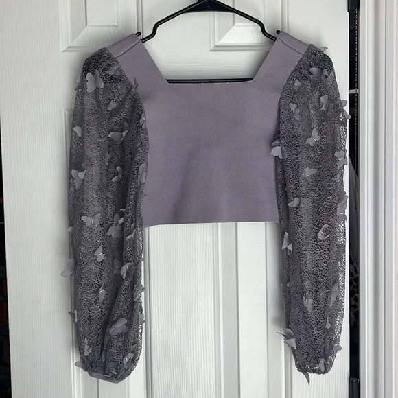 Free People Purple Lilac intimately Butterfly Top by Crop - Picture 12 of 12